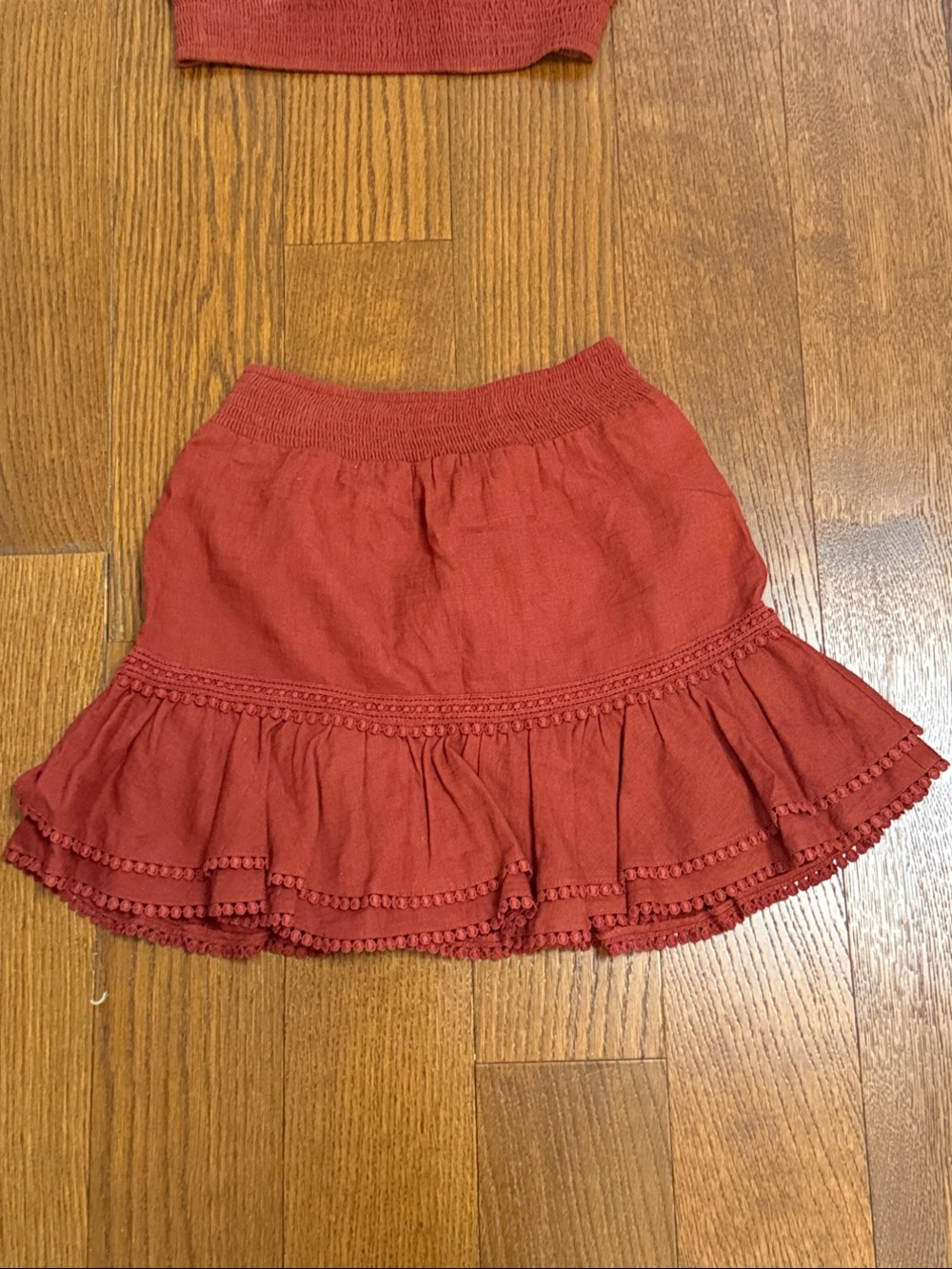 Express Rust Red Ruffle Two-Piece Dress Set - Picture 2 of 4